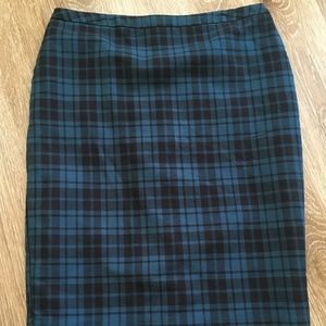 Green and Black Checkered Pencil Skirt